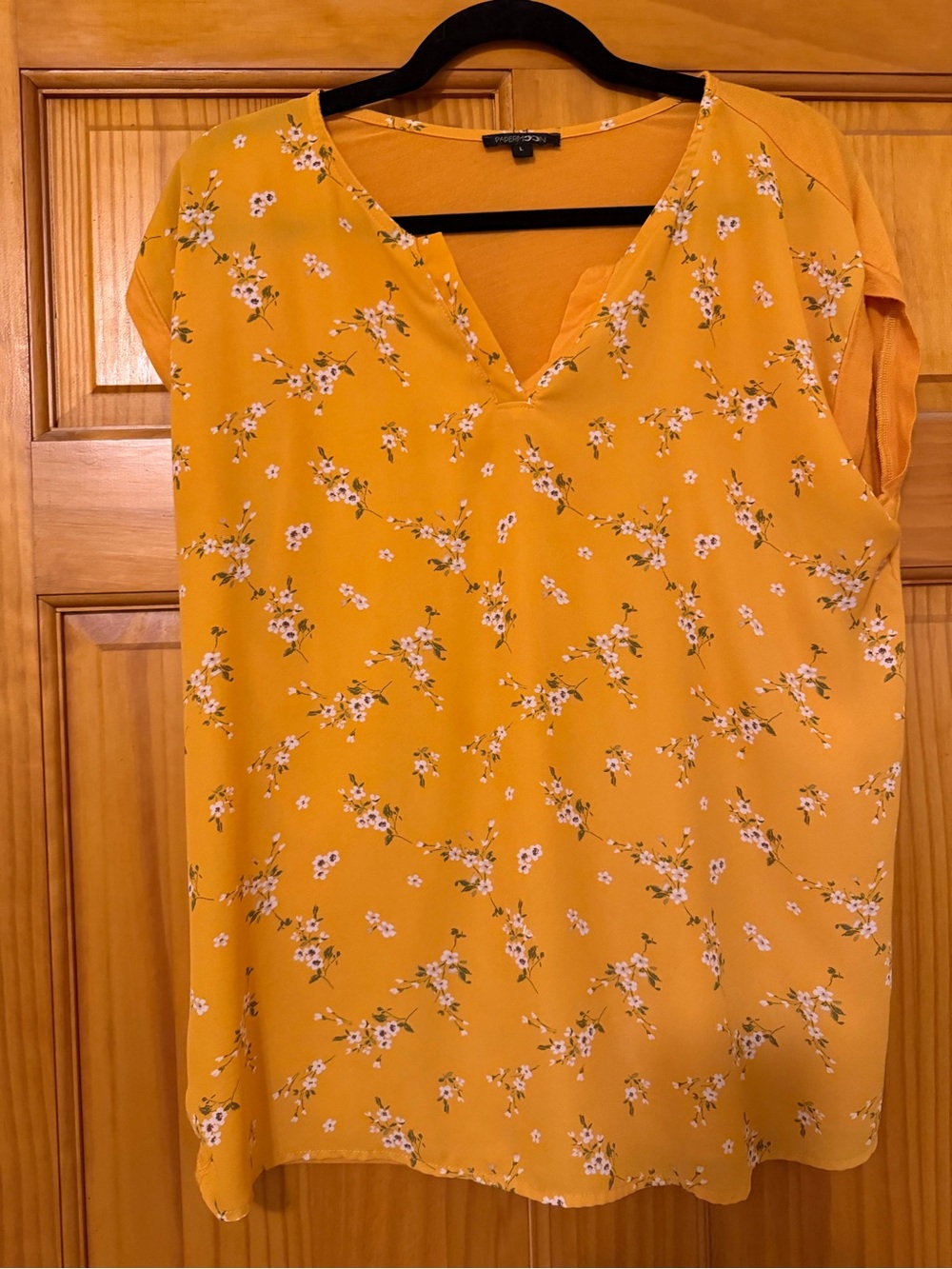 Papermoon Yellow Floral V-Neck Cap Sleeve Blouse